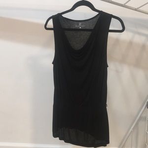 New York & Company Size S Silk-like Scoop-neck Black Sleeveless Blouse
